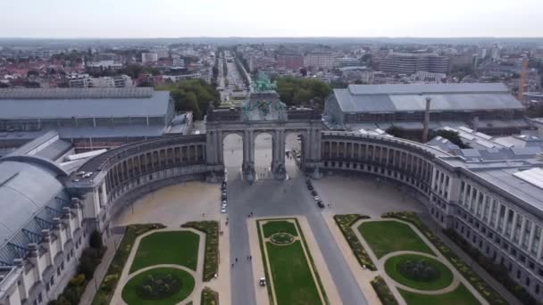 无人机视频Cinquantenaire Park Jubelpark Brussels Belgium Europe — 图库视频影像
