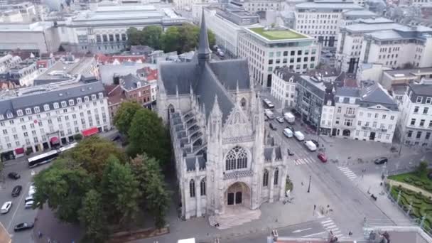 Drone Video Church Notre Dame Des Victoires Sablon Onze Lieve — Video
