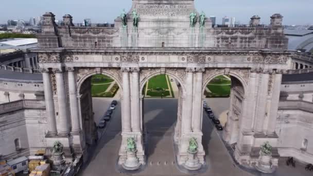 Drone Video Cinquantenaire Park Jubelpark Brussels Belgium Europe — Vídeo de stock
