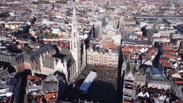 Drone Video Grote Markt Brussel Europa — Stockvideo
