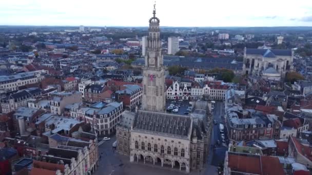 Drone Foto Arras Belfry Beffroi Arras França Europa — Vídeo de Stock
