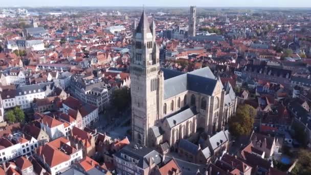 Drone Video Cathédrale Saint Sauveur Sint Salvatorskacathedral Bruges Belgique Europe — Video