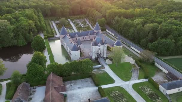 Drone Vídeo Castelo Chamerolles Castelo Chamerolles França Europa — Vídeo de Stock