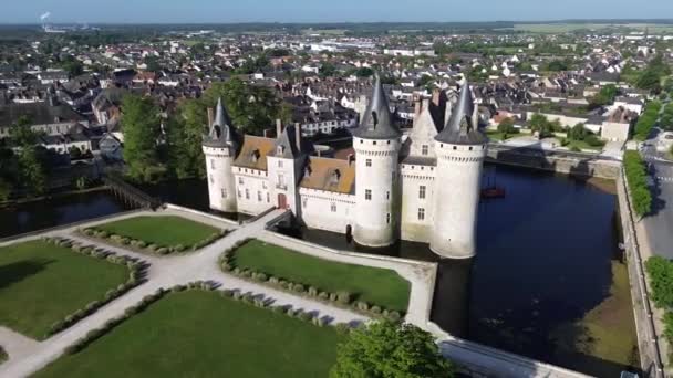 Drohnenvideo Schloss Sully Sur Loire Chateau Sully Sur Loire Frankreich — Stockvideo