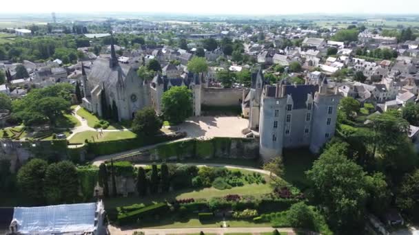 Drohnenvideo Schloss Montreuil Bellay Chateau Montreuil Bellay Frankreich Europa — Stockvideo