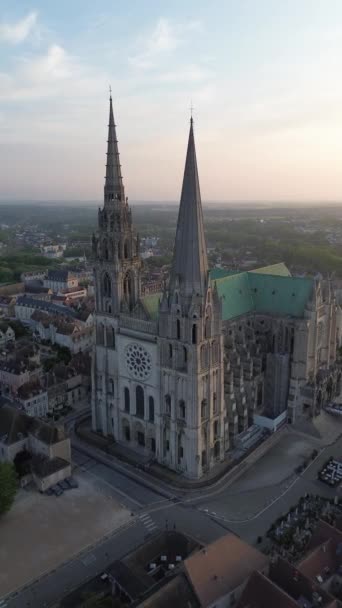 Drone Video Catedral Notre Dame Cathedrale Notre Dame Chartres Francia — Vídeo de stock