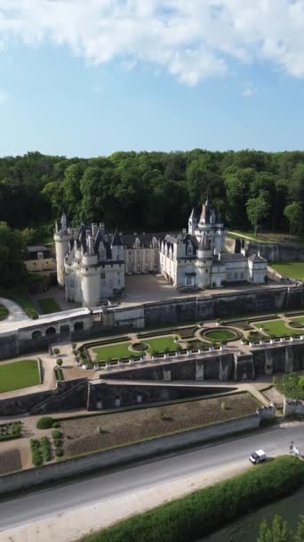 Drohnenvideo Schloss Usse Chateau Usse Frankreich Europa — Stockvideo
