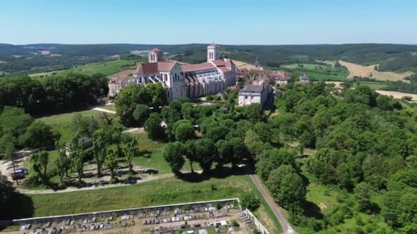 Nsansız Hava Aracı Videosu Vezelay Bazilikası Basilique Vezelay France Europe — Stok video
