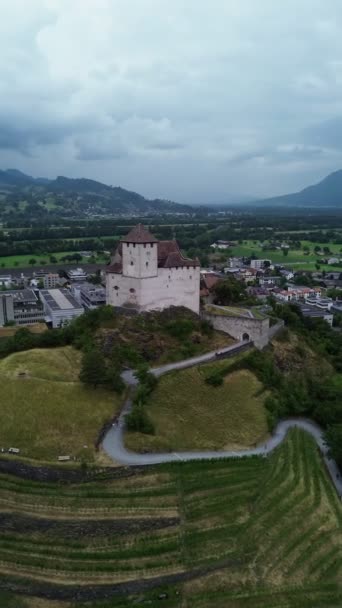 Drone Video Castillo Gutenberg Burg Gutenberg Liechtenstein Europe — Vídeos de Stock