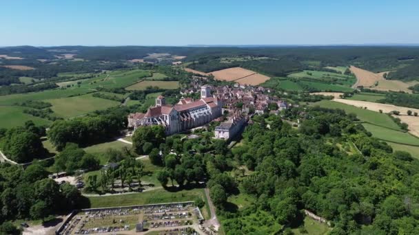 Drone Video Bazylika Vezelay Basilique Vezelay Francja Europa — Wideo stockowe