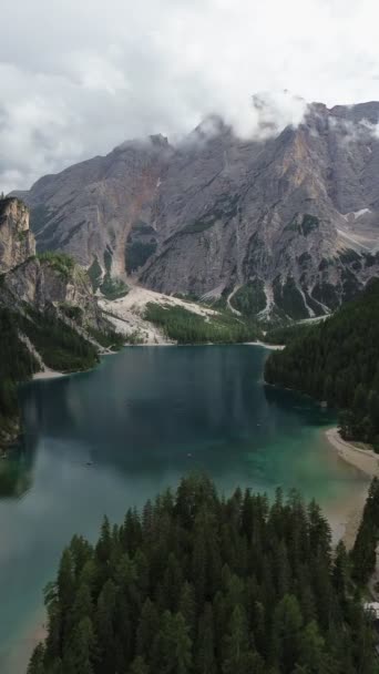 Drone Vidéo Lac Des Braies Lago Braies Pragser Wildsee Dolomites — Video
