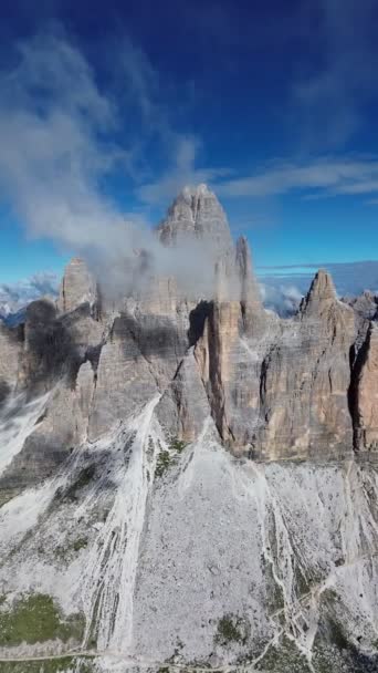 Drone Video Tre Cime Lavaredo Dolomites Włochy Europe — Wideo stockowe