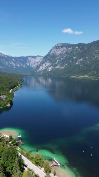 Video Drone Bohinj Lake Bohinjsko Jezero Slovenia Europe — Stok Video