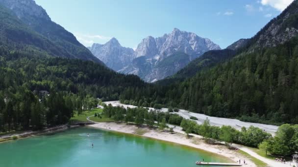 Drone Vídeo Lago Jasna Jezero Jasna Eslovénia Europa — Vídeo de Stock