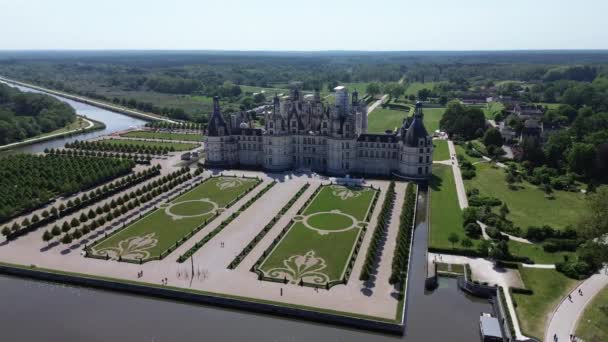 Zamek Chambord Video Drone Zamek Chambord Francja Europa — Wideo stockowe