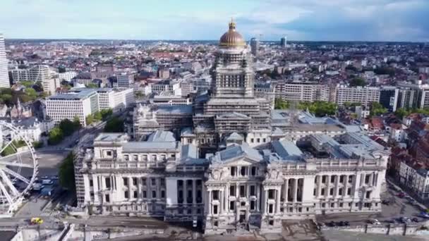 Drönare Video Palace Justice Justitiepaleis Bryssel Belgien Europe — Stockvideo