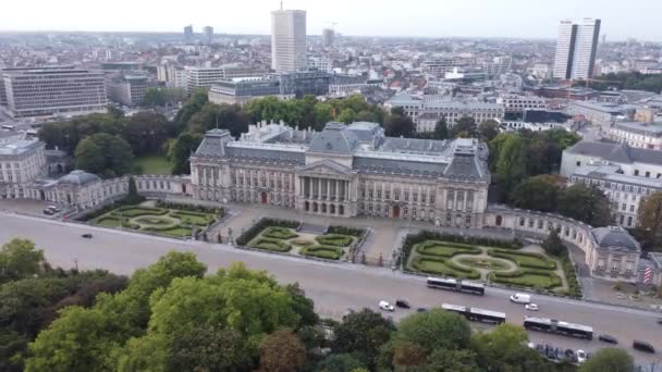 Drone Video Brussels Palace Koninklijk Paleis Van Brussel Brussels Belgium — Stock Video