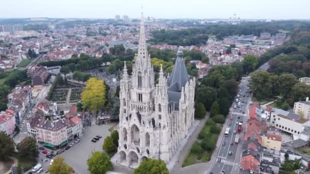 Drone Vídeo Igreja Nossa Senhora Laeken Kerk Onze Lieve Vrouw — Vídeo de Stock