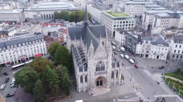 Drone Photo Eglise Notre Dame Des Victoires Sablon Onze Lieve — Video