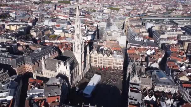 Zdjęcie Drone Grand Place Grote Markt Bruksela Belgia Europe — Wideo stockowe
