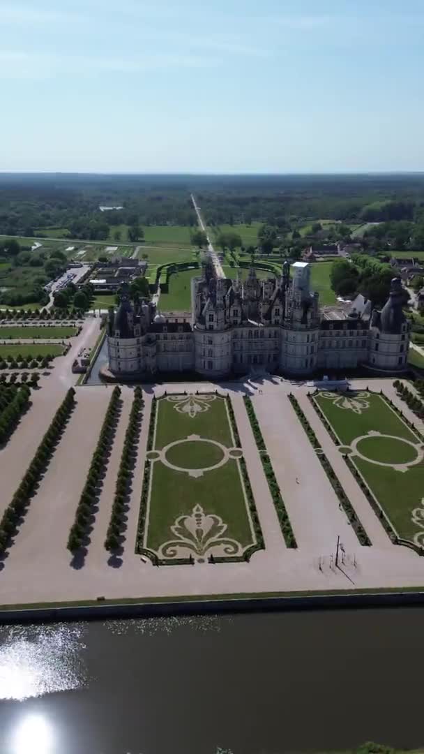 Drone Video Chambord Castle Chateau Chambord Francia Europa — Vídeos de Stock