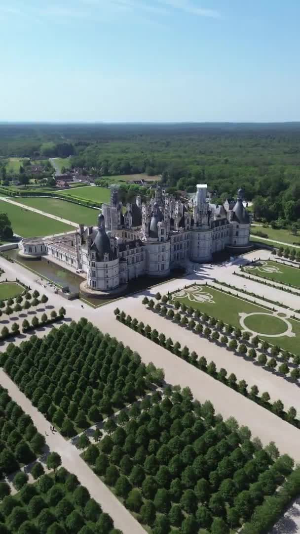 Drone Vídeo Chambord Castle Chateau Chambord França Europa — Vídeo de Stock