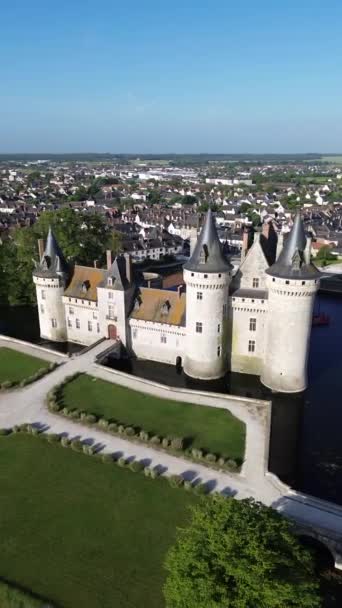 Drone Vídeo Castelo Sully Sur Loire Castelo Sully Sur Loire — Vídeo de Stock