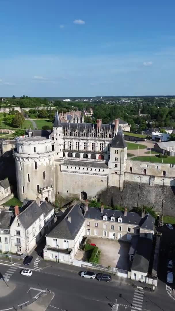 Nsansız Hava Aracı Videosu Amboise Kalesi Amboise Kraliyet Şatosu Amboise — Stok video