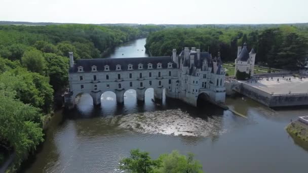 法国欧洲城堡 Chateau Chenonceau France Europe 无人机视频 — 图库视频影像