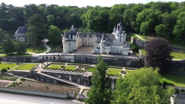 Drohnenvideo Schloss Usse Chateau Usse Frankreich Europa — Stockvideo