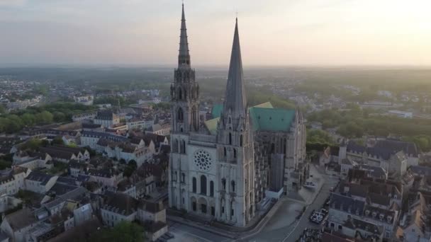 ドローンビデオ ノートルダム大聖堂 カトデラールシャルトル フランス ヨーロッパ — ストック動画