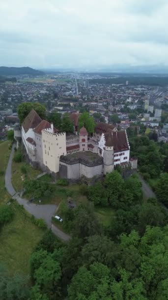 Drönare Foto Lenzburg Slott Schloss Lenzburg Schweiz Europa — Stockvideo