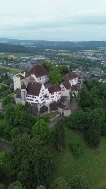 Drone Foto Castillo Lenzburg Schloss Lenzburg Suiza Europe — Vídeos de Stock