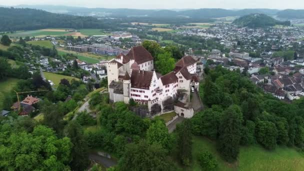 Drone Foto Castillo Lenzburg Schloss Lenzburg Suiza Europe — Vídeos de Stock
