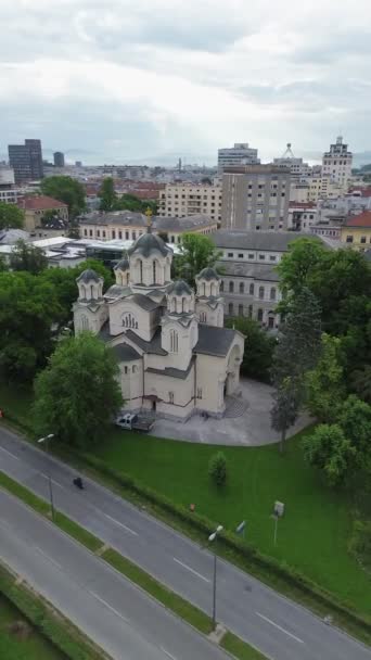 Фото Дрона Sts Церковь Кирилла Мефодия Любляна Словения Европа — стоковое видео