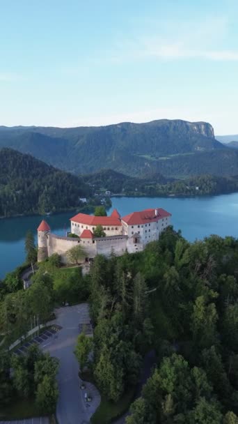 Drone Video Bled Castle Blejski Grad Slovenia Europe — ストック動画