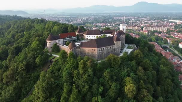 Videoclip Drone Castelul Ljubljana Gradul Ljubljana Slovenia European — Videoclip de stoc