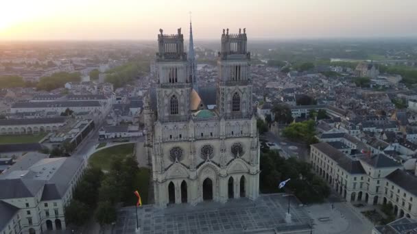 Drone Vídeo Catedral Santa Cruz Catedral Sainte Croix Orleans França — Vídeo de Stock