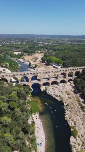 Drone Video Gard Brug Pont Gard Frankrijk Europa — Stockvideo