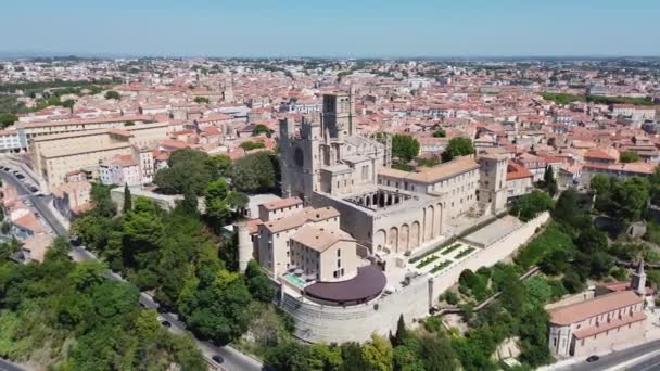 Saint Nazaire Cathedral Cathedrale Saint Nazaire Beziers France Europe无人驾驶视频 — 图库视频影像