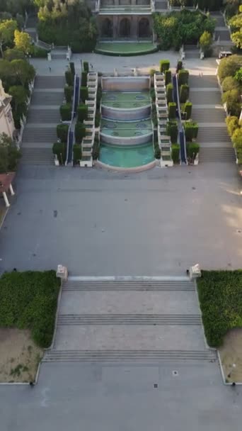 Drone Video Montjuic National Palace Palau Nacional Montjuic Barcelona Spain — Vídeo de Stock