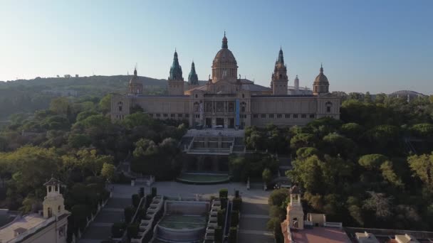 Drone Video Montjuic National Palace Palau Nacional Montjuic Barcelona Spain — Αρχείο Βίντεο