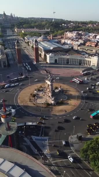 Κηφήνας Βίντεο Placa Espanya Barcelona Ισπανία Ευρώπη — Αρχείο Βίντεο
