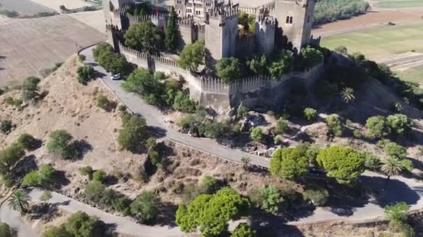 Drone Video Castillo Del Río Castillo Almodovar Del Río España — Vídeos de Stock