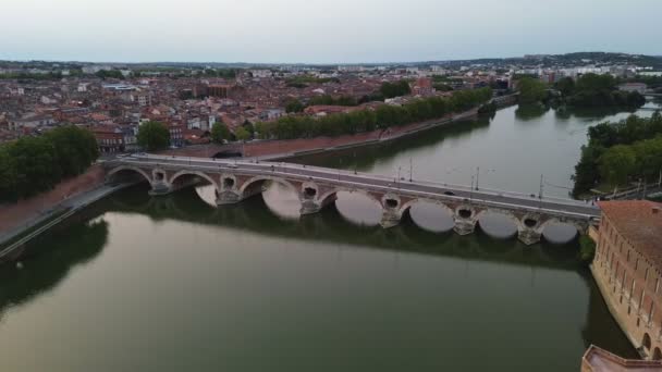 Pont Neuf Toulouse France Europe无人驾驶飞机视频 — 图库视频影像