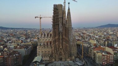 İnsansız hava aracı fotoğrafı Sagrada ailevi Barselona İspanya Avrupa