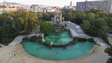 drone photo ciutadella park, Parque de la Ciutadella barcelona spain europe clipart