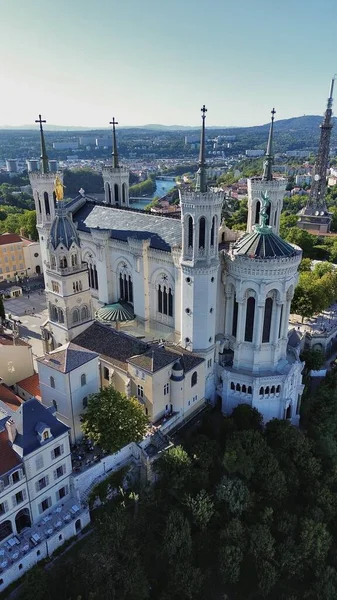 Drone Foto Notre Dame Fourviere Basiliek Basiliek Notre Dame Fourviere — Stockfoto