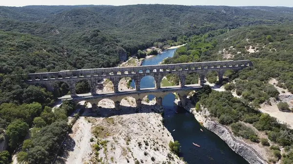 Drone Foto Gard Bridge Pont Gard França Europa — Fotografia de Stock