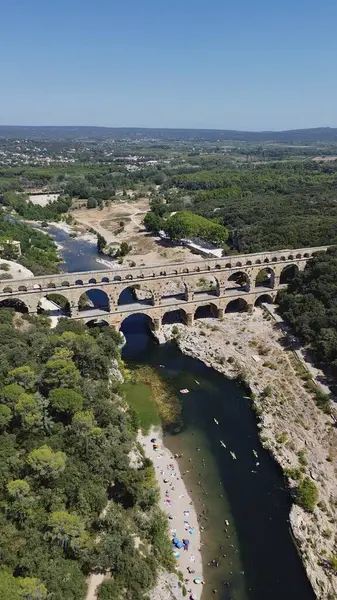 Drone Photo Gard Bridge Pont Gard France Europe — Stock Photo, Image